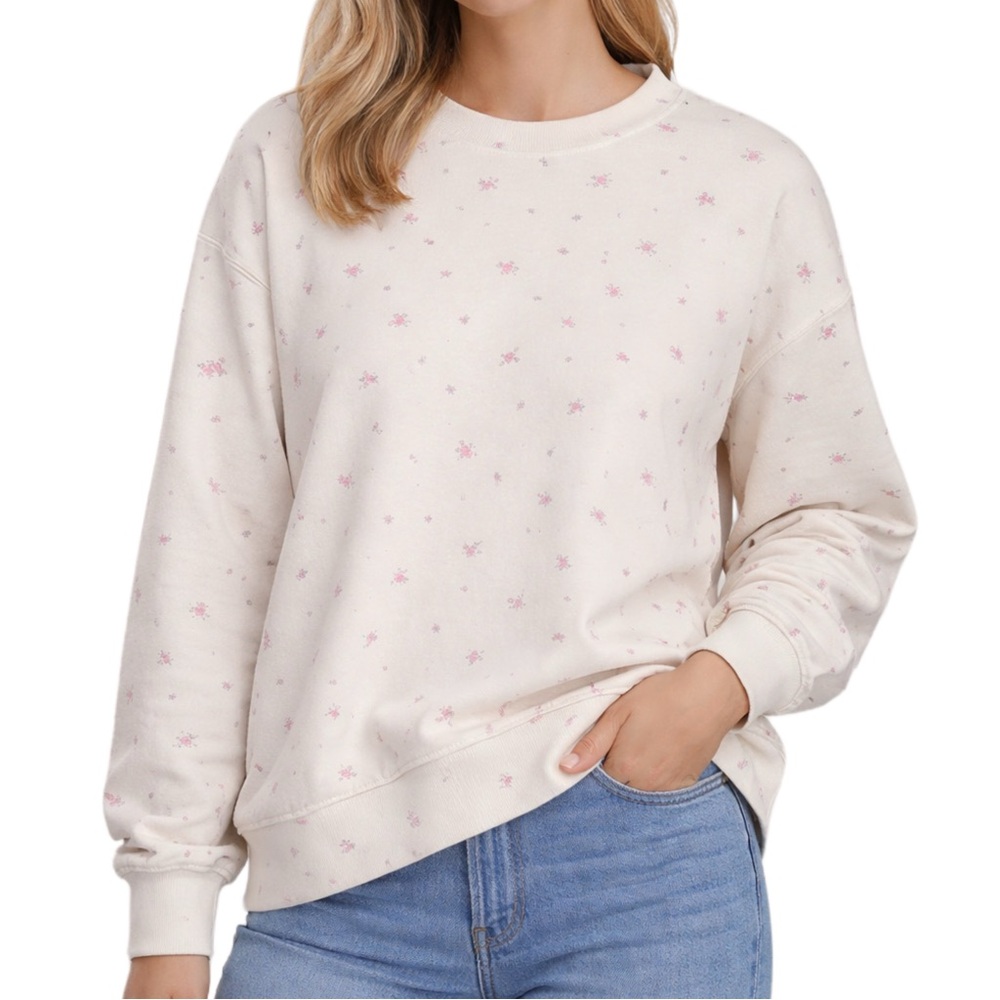 Cozy Cream Sweatshirt with Pink Details